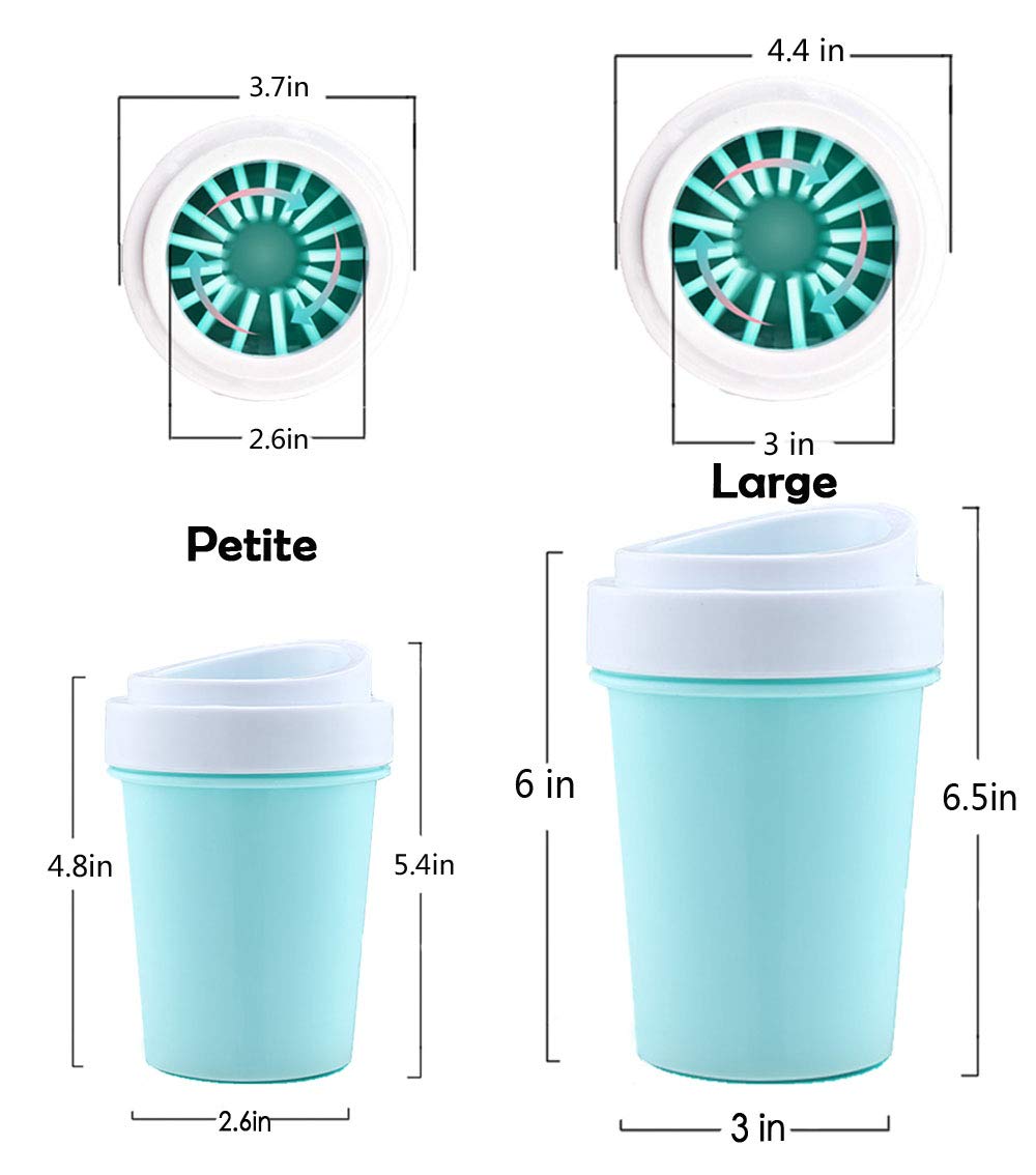 bealy Dog Paw Cleaner Large/Petite Dog Paw Washer Easy to Use Portable Dog Paw Cleaner Cup Dog Foot Washer with Silicone Washers Nice Packing