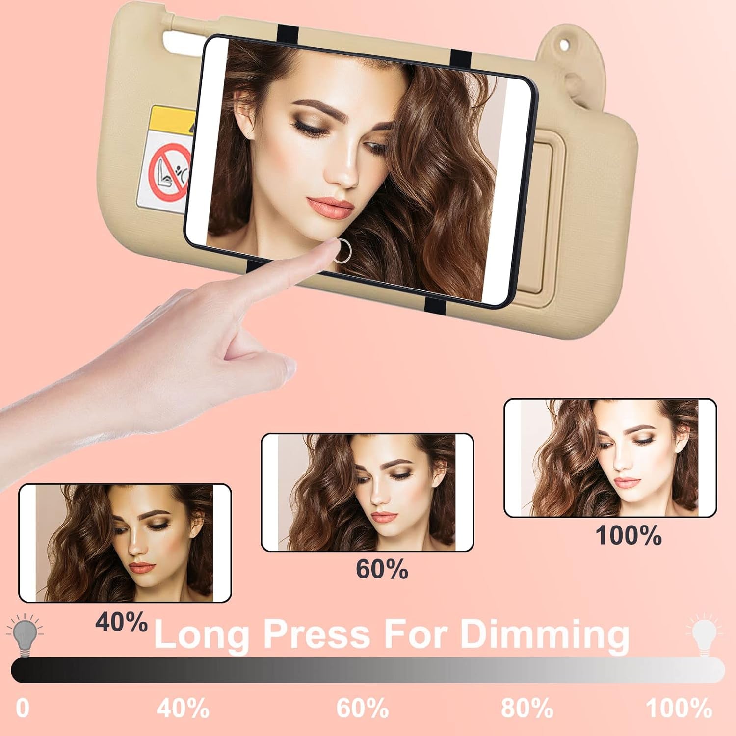 Car Visor Vanity Mirror with Lights, 90° Rotating Lighted Makeup Mirror 3 Color LED Light Modes Sun Visor Mirror Dimmable Travel Cosmetic Sunshade Mirror Small Compact Rechargeable Mirror, Black